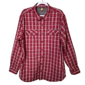 Eddie Bauer Red Plaid Shirt Long Sleeves Button Up Pockets Country Size Tall XL